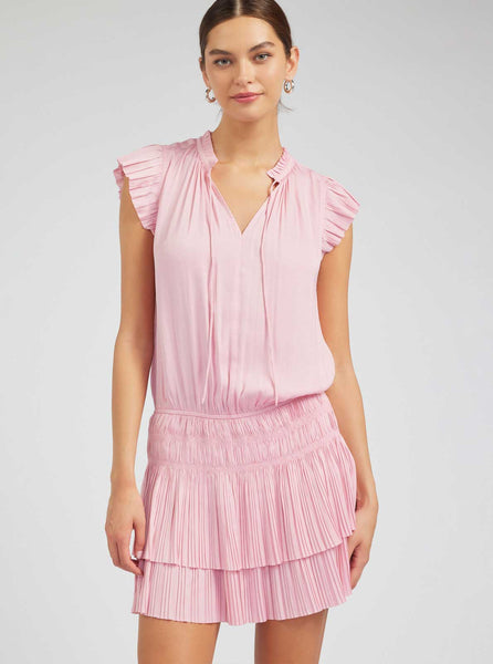 Mini Dress With Pleated Skirt in Black