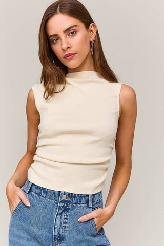 ASYMMETRICAL NECK SWEATER TOP: Ivory