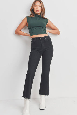 Vintage Cropped Flare Washed Black
