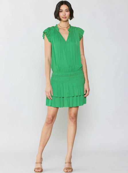 Mini Dress With Pleated Skirt in Black