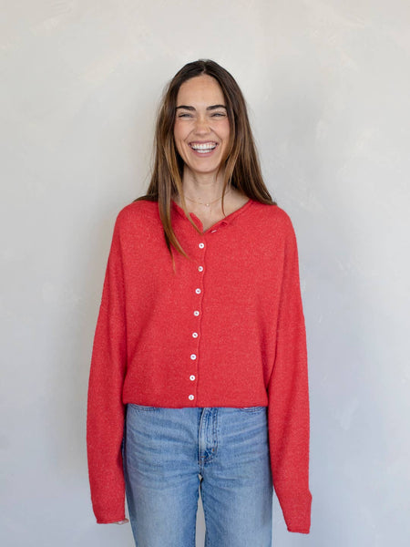 Red Piper Cardigan: Red