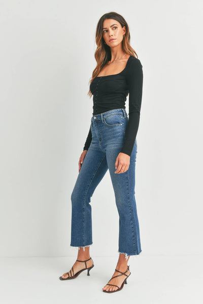 Vintage Cropped Flare Dark Denim