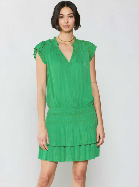 Mini Dress With Pleated Skirt in Black