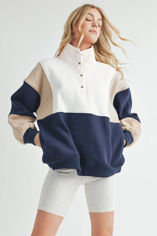 Glo Colorblock Pullover Coffee Navy