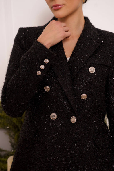 Festive fitted glitter blazer