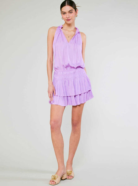 Sleeveless Pleated Dress: Pastel Pink