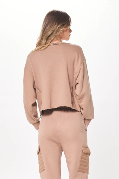 CARAMEL LATTE HEAVY FRENCH TERRY UTILITY CREWNECK