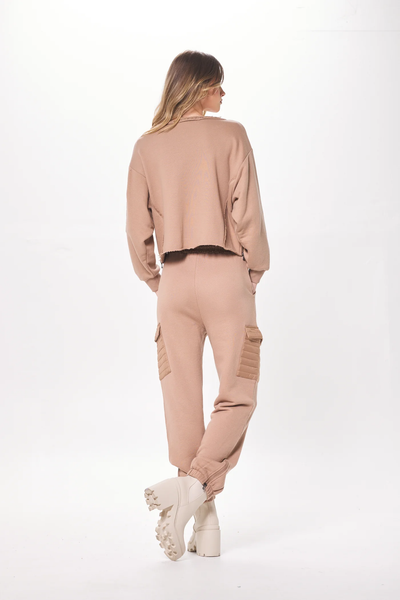 CARAMEL LATTE HEAVY FRENCH TERRY UTILITY CREWNECK