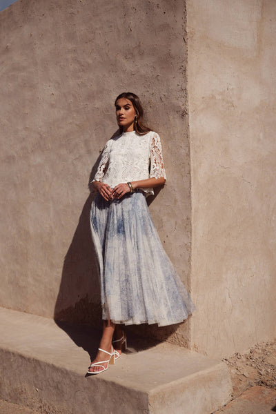 Amber Tulle Skirt Printed Toile de Jouy
