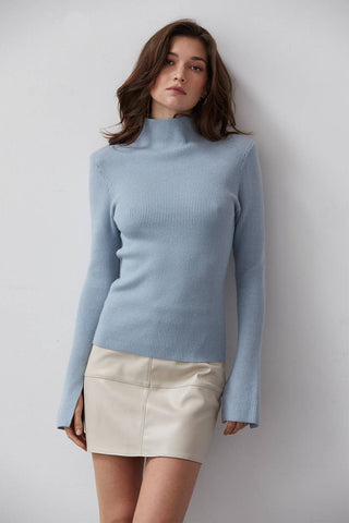 Erika Power shoulder Mock Neck Sweater